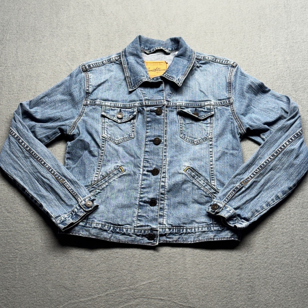 Levi Strauss Signature Denim Jacket Womens Small Medium Wash Stretch Trucker